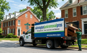 wilmington junk removal pros working on house