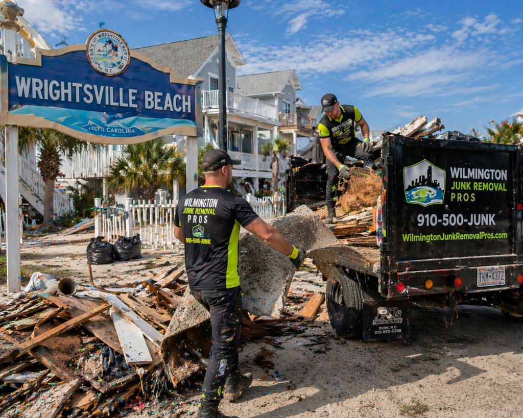 Licensed Wilmington Junk Removal Pros team hauling storm debris in New Hanover County